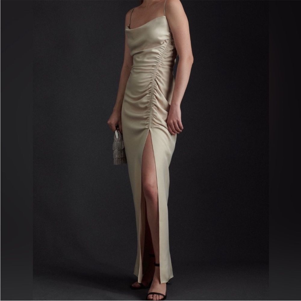 NWT BHLDN Jennings Satin Charmeuse bridesmaids dress in champagne size 14
